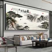 高档新中式客厅装饰q画沙发背景墙挂画家和万事兴挂画横幅中