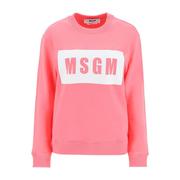 Msgm logo box sweatshirt少女粉经典大logo纯棉印花街头套头卫衣