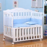 欧式白色婴儿床实木多功能，可移动儿童拼接大床新生宝宝bb床边床