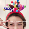 ins韩国生日发箍彩色弹簧，小球球头饰，直播拍照道具发箍搞怪生日帽