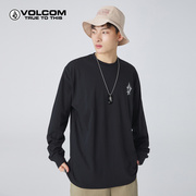 VOLCOM钻石男装户外品牌创意印花T恤2023春季圆领长袖打底衫