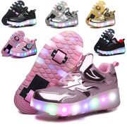 可以滑的鞋子儿童暴走鞋男童LED发光鞋USB充电女童户外运动学生溜