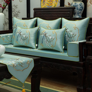 新中式刺绣沙发垫中国风红木，家具坐椅垫靠垫，罗汉床垫子五件套定制