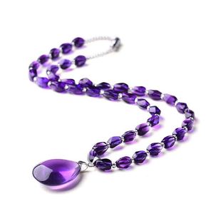 天然紫水晶麻花锁骨短款项链带水滴吊坠饰品女送女友妈妈生日礼物
