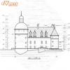 法式仿古城堡全套建筑，施工图cad电子版，欧式古堡别墅建筑设计图纸