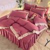 l红色四件套结婚粉色床用品床裙床被单套床罩少X女蝴蝶结学上