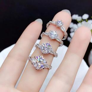 银饰空托莫桑钻戒指五十分一克拉缠绕款式求婚礼物圆形，56.589