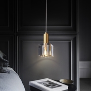 床头吊灯现代简约轻奢长线卧室创意个性线灯水晶单头极简吧台全铜