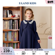 博主同款eland kids衣恋童装春季女童长袖连衣裙