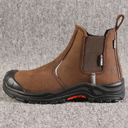 头层磨砂牛皮中帮套筒工作安全劳保靴实心底耐油防滑耐高温钢头鞋