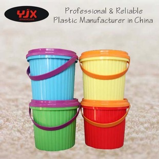 加厚彩色塑料桶家用收纳储存罐洗衣粉盒加厚塑料小桶多彩带盖送勺