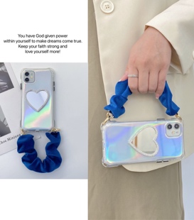 原创仙女iphone13手机壳带镜子，适用苹果12promax女神款，11毛绒链条15