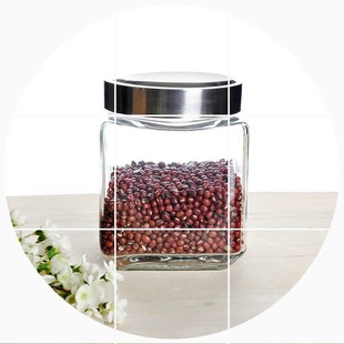 玻璃器皿容器厨房方形长方形杂粮干果密封罐储物蜂蜜瓶调味罐