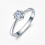 佐卡伊纯情经典铂金，六爪雪花款钻戒，女珠宝求婚结婚钻石戒指