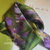 紫色鸢尾~100%桑蚕丝丝巾真丝，65小方巾丝巾薄款高档送礼围巾碎花