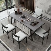轻奢岩板茶台现代简约家用阳台办公室茶桌椅组合泡茶一体功夫茶几