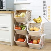 厨房置物架落地多层水果蔬菜收纳筐家用三角塑料用品菜篮子放锅架