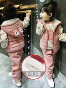 2023男童秋冬装套装1-2-3岁女宝宝加绒加厚卫衣，三件套棉衣潮