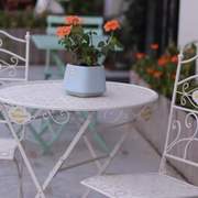 高档铁艺户外桌椅三件套休闲折叠茶几乡村，做旧庭院露台花园防生锈