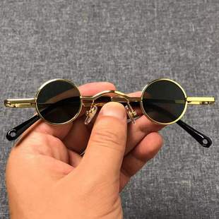 朋克圆形墨镜太子镜眼镜，复古太阳镜男女款超小框款汉奸嘻哈凹造型