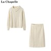 拉夏贝尔/La Chapelle秋冬针织长袖上衣松紧腰半身裙两件套女
