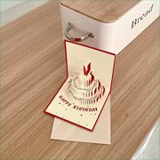 高档生日快乐蛋糕立体卡片少女复古生日贺卡商务3d创意效果卡片