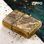 zippo打火机正版，美国黄铜盔甲，十二生肖男士zppo礼