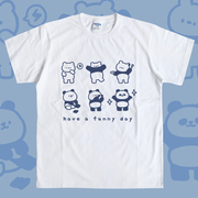 熊猫图案短袖T恤创意趣味印花复古童趣小众设计感软学生萌妹男女L