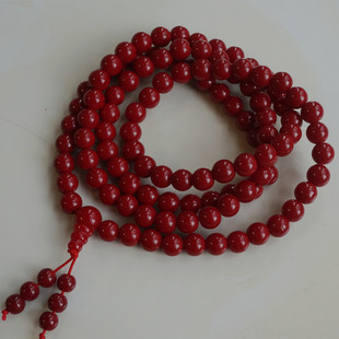 红琉璃佛珠结缘10毫米红琉璃念珠108颗怀业佛珠脖挂手持