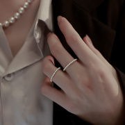 小指尾戒小众设计感精致925纯银珍珠戒指女设计时尚食指高级感叠