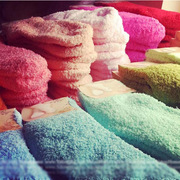 秋冬女袜加厚保暖珊瑚绒，地板袜子毛巾材质彩色糖果袜