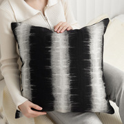 现代意式轻奢黑灰渐变条纹方形靠垫套进口高端棉麻沙发靠枕样板间