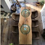 北欧原木自然边餐桌创意茶台办公桌会议桌长桌，原木个性服装店木桌