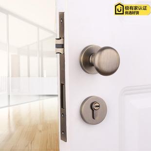 美式b仿古铜两件式球形锁金色，室内房门锁，简欧式青古铜静音圆