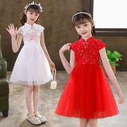 女童短袖旗袍裙夏季儿童礼服，中国风超仙气纱裙春夏童装复古连衣裙