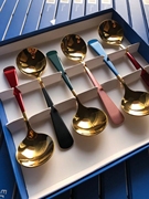 德国进口304不锈钢彩色勺子套装家用厨房304汤匙调羹餐勺长柄饭勺