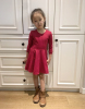 3-8岁女童红色收腰大裙摆纯棉薄款长袖连衣裙