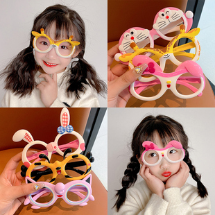 儿童眼镜框女童可爱卡通，太阳镜女孩拍照装饰镜框宝宝防紫外线墨镜