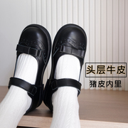 香港学生黑皮鞋真皮英伦，风女童黑色演出鞋软底，儿童皮鞋女孩公主鞋