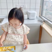 upupfour夏季韩国宝宝吃饭罩衣，防水围兜儿童婴幼儿短袖防脏反穿衣