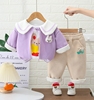 女宝宝加绒套装，秋冬2023洋气时髦儿童卫衣，加厚三件套女童冬装