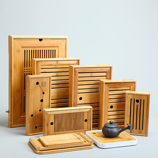 陶瓷茶盘日式家用竹托盘功夫茶具套装圆形简约实木干泡迷你小茶台