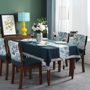 定制美式餐桌布坐椅垫套装棉麻椅子套罩新中式茶几桌旗长方形布艺