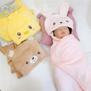 日本西s屋冬款婴儿包被新生儿宝宝，抱毯多用绒盖毯柔软斗篷出院被