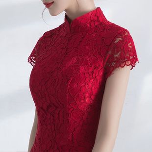 新娘大合唱时尚中式红色结婚礼服修身显瘦旗袍长款鱼尾裙