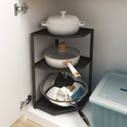 厨房锅具收纳置物架水槽，下橱柜内放炒锅，架子台面转角三层多层家用