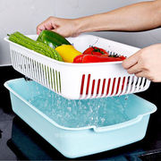 大号洗菜蓝 双层沥水篮水果篮厨房家用长方形漏盆塑料碗筷滤水篮