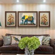 美式客厅装饰画沙发背景墙挂画高档大气壁画欧式油画复古三联