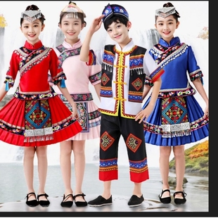 儿童广西三月三少数民族服装男女童，壮族表演服彝族土家族演出服