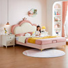 林氏木业儿童床女孩儿公主床卧室粉色单人床现代简约实木软包床